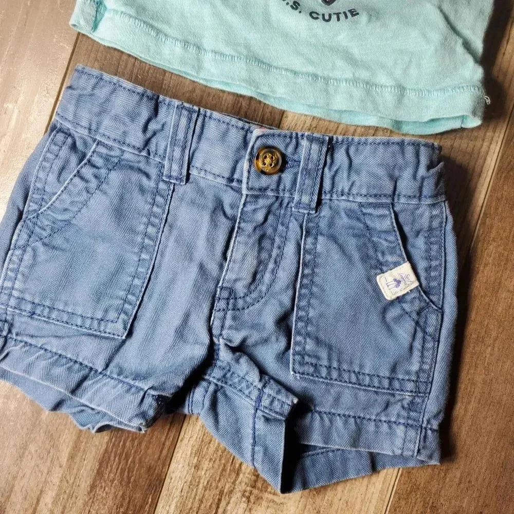 Carter's Blue Ahoy Mate Baby Boys Outfit Size 3M